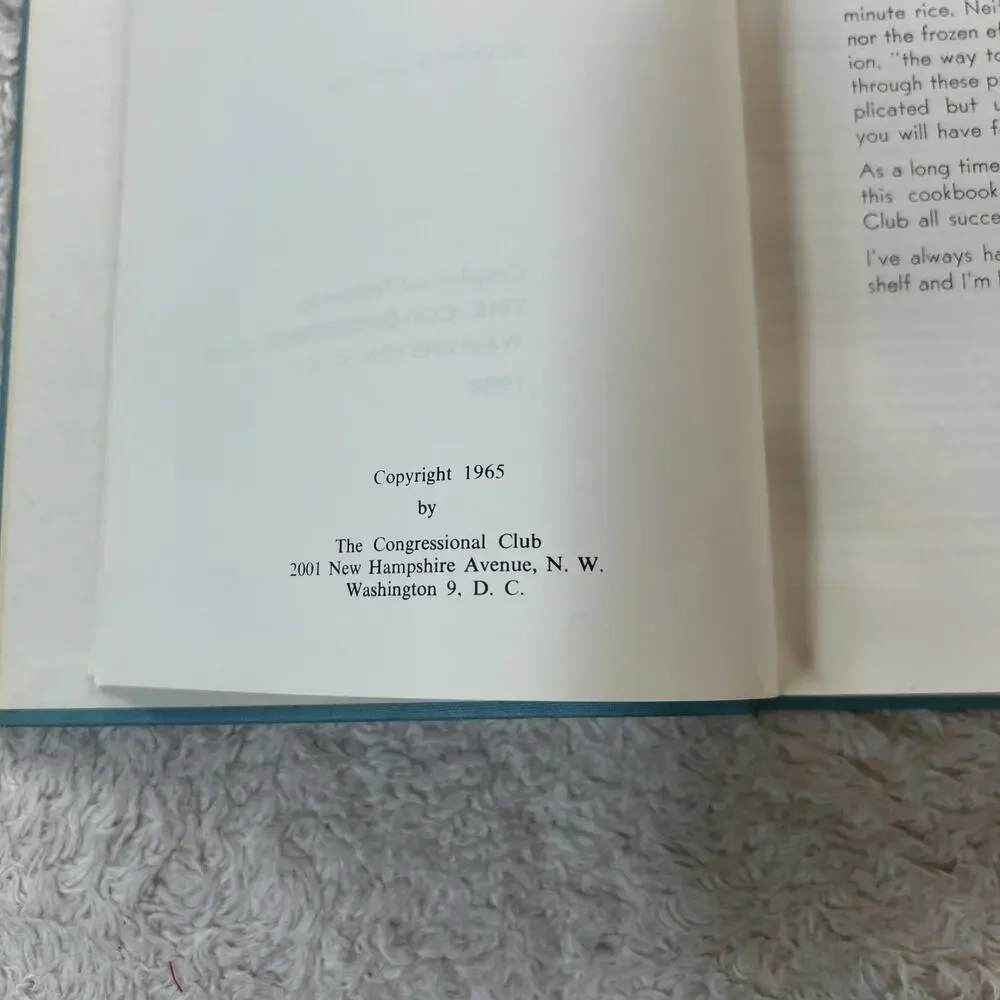 THE CONGRESSIONAL CLUB‎ COOK BOOK - 1965 - National and International Recipes